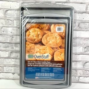 OvenStuff Non-Stick Set of Three Cookie Pans - NEW